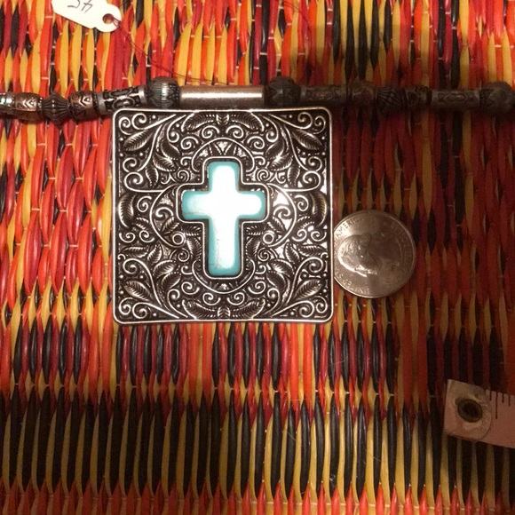 Handmade statement necklace!boho style!large cross - Picture 2 of 3